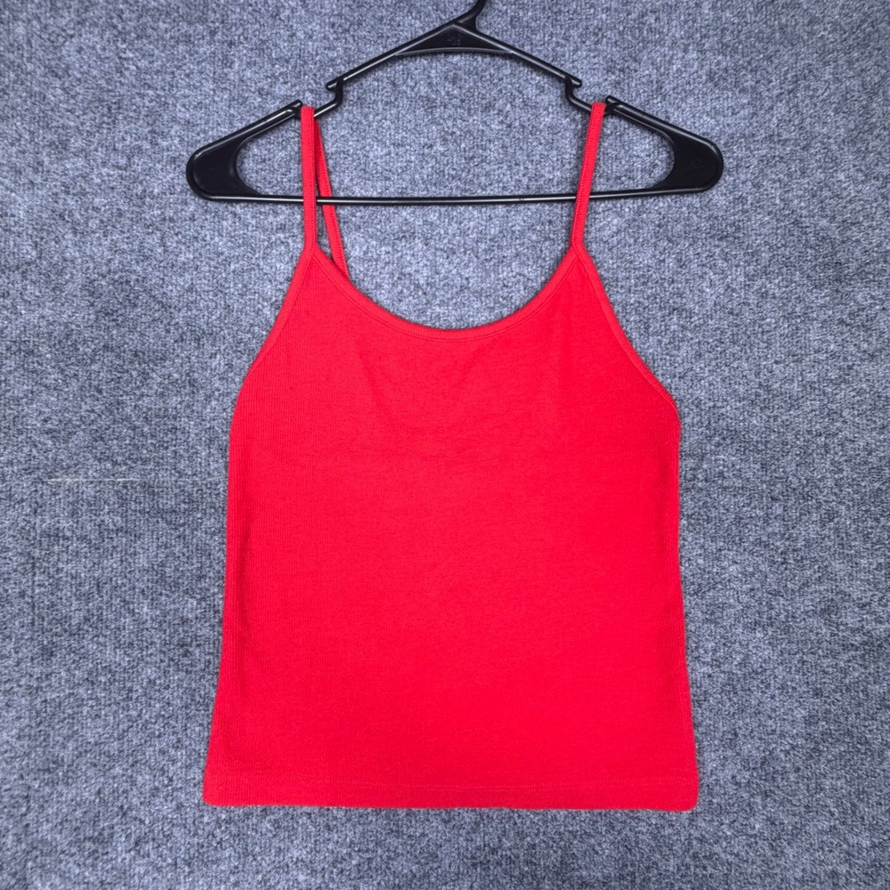 Rolla's Womens Red Ribbed Spaghetti Strap Cami Tank Top Size M